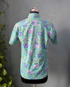 เสื้อเชิ้ตแขนสั้นผู้ชายพิมพ์ลายดอกไม้ลำลองคอปกผ้าฝ้ายสไตล์ฤดูร้อน - Product Image 5