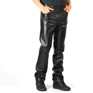 Pantalones de Cuero Genuino de Cordero Hechos a Medida a Precio Económico para Hombre, Impermeables, de Invierno, con Cinco Bolsillos, Negros - Product Image 1