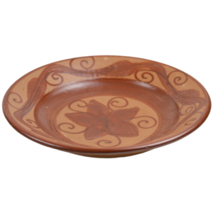 Assiette en céramique avec finition marron et décor peint, idéale pour restaurants, hôtels, décoration intérieure, design de table à manger, vaisselle - Product Image 1