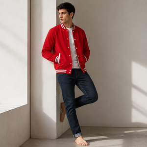 Stylish <b>mens</b> varsity <b>jacket</b> built <b>for</b> dependable warmth and athletic inspired fashion with versatile everyday casual wear appeal - Product Image 6