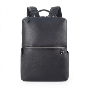 Sac à dos pour ordinateur portable en cuir véritable pour homme, grande capacité, style vintage, pour les voyages d'affaires, protection RFID, design ergonomique - Product Image 1