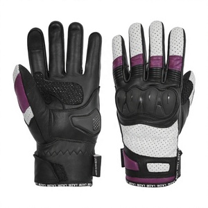 Women street bike racing genuine leather full finger gloves for street club riders with reinforced palm grip gloves Lazib Sports - Product Image 1