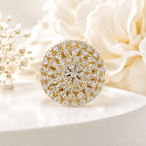 Luxury 14K <b>Gold</b> Round Cluster <b>Ring</b> with Sparkling CZ Stones Elegant Bridal Party Wear Jewelry for Women - Product Image 2