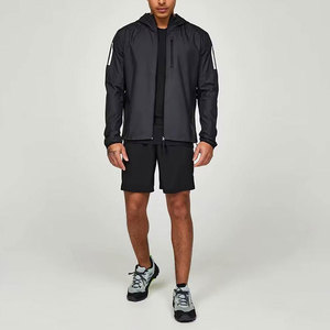 Unisex <b>Lightweight</b> Nylon Windbreaker Fitness <b>Jacket</b> with Hood Zipper Printed Outdoor Summer Shorts Set for Men & <b>Women</b> - Product Image 1