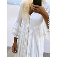 Robe Maxi de mariage bohème pour femmes équilibre parfait élégance fraîcheur coton naturel manches évasées dentelle broderie grande taille