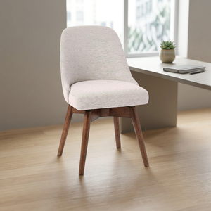 Mid-Century Upholstered <b>Swivel</b> <b>Office</b> <b>Chair</b> with Wooden Legs - Product Image 2