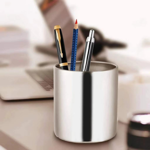 Most Selling Beautiful Silver Finished Metal Pen Holder with High Quality Build Ensuring Pens Remain Desktop & <b>Drawer</b> Organizers - Product Image 4
