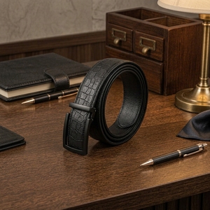 Ceinture en cuir à motif crocodile personnalisée pour hommes Ceinture de qualité supérieure à la mode - Product Image 3