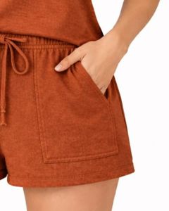 Ensemble de salon pour femmes orange rouille, t-shirt à manches courtes et short, ensemble de pyjama décontracté d'été, coton respirant doux, tenue en deux pièces - Product Image 6