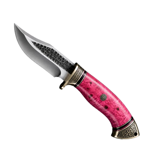 Cuchillo de hoja fija hecho a mano con punta de cuchillo, hoja de acero inoxidable, mango rosa, cuchillo de caza, grosor de 0.6mm, filo recto - Product Image 5