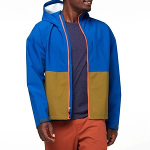 Color Block Custom Hooded Unisex Lightweight Eco-Friendly Windproof Waterproof Polyester/Nylon <b>Rain</b> <b>Jacket</b> Outdoor High Quality - Product Image 3