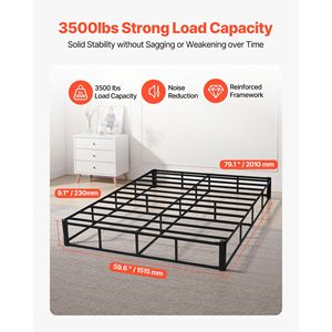 Cadre de lit en métal robuste taille Queen avec sommier à ressorts et tissu lavable 9.1 - Product Image 2