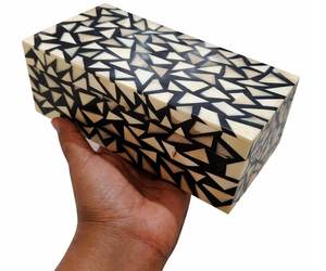 Modern Geometric Artisan Bone Inlay Storage <b>Box</b> Decorative <b>Keepsake</b> and Jewelry <b>Box</b> Premium Craftsmanship for Luxury Interiors - Product Image 4