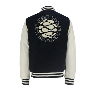 OEM Unisex High Quality Black for Waterproof Varsity Jacket Winter Stand Collar <b>Covered</b> <b>Button</b> Front Casual Baseball Style - Product Image 6