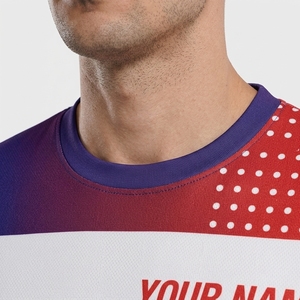Conjunto de Uniforme de Fútbol Personalizado al por Mayor para Hombre, Camiseta y Pantalones Cortos Rojos y Morados, Fabricante de Ropa Deportiva - Product Image 5