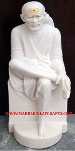 Nouvelle sculpture de Dieu Sai Baba en marbre blanc attrayante, design unique, statue de Sai Baba en position assise pour la décoration de la maison et du temple - Product Image 6