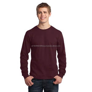 T-shirt de sport à manches longues en coton 100% premium pour hommes, col rond, coupe ajustée, logo brodé personnalisé, impression de motifs en gros - Product Image 4