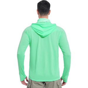 Camiseta de Pesca con Capucha de Manga Larga para Hombre, Protección Solar UPF 50, Anti-UV, Secado Rápido, con Máscara Facial Integrada, Color Verde - Product Image 2