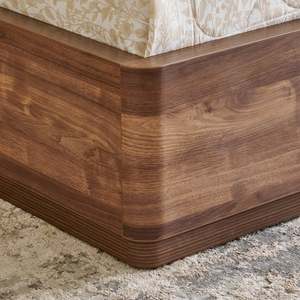 Solid Wood King <b>Bed</b> <b>Frame</b> Upholstered Headboard Oak Wood Traditional Design Beige Fabric Panel <b>Bed</b> - Product Image 4