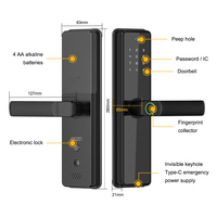 Cerradura Inteligente Tuya EY-588 PRO con Teclado de Huellas Dactilares, Acceso por Código, Almacenamiento en la Nube y Wi-Fi para Puertas de Madera/Acero, Entrada del Hogar