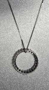 Collier pendentif cercle en cristal bleu vintage en argent sterling, chaîne de 21,5 pouces, bijoux élégants faits à la main, cadeau - Product Image 2