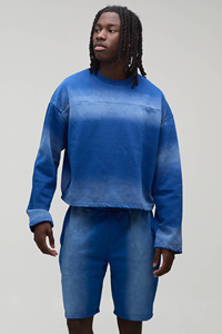 New Men Boxy Leisure Full Sleeves Sweatshirt and Shorts <b>Set</b> Premium Cotton Blend Two Piece <b>Set</b> Summer Wear Custom Private Label - Product Image 6