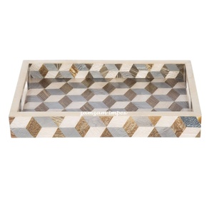 Bandeja de servicio con incrustaciones de resina con patrón 3D hecho a mano | Bandeja rectangular decorativa para el hogar, la cocina y el regalo - Product Image 2