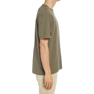 Men's Olive Green Short Sleeve O-Neck Casual Knitted T-Shirt Solid Color Blank Design 100% Merino <b>Wool</b> Eco-Friendly Jersey - Product Image 3