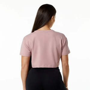 Camiseta Corta de Lona Transpirable con Cuello Redondo y Manga Corta para Mujer, Ajuste Delgado, Moda Nueva 2026, Venta al por Mayor, Informal, Cómoda para Gimnasio, Personalizable - Product Image 6