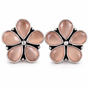 Hote Selling Monalisa Flower <b>Stud</b> <b>Earrings</b> Antique Silver-Plated Bezel Setting Wholesale Supplier - Product Image 1