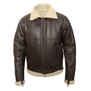 Blousons aviateur en peau de mouton B3 RAF imperméables pour hommes, hiver, logo sur le devant - Product Image 1