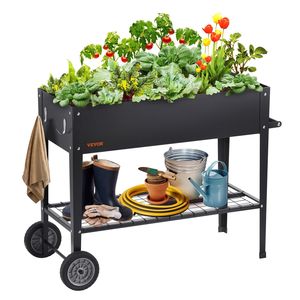 Fioriera Rialzata in Metallo Zincato 42,5 X 19,5 X 31,5 Pollici, Contenitore per Piante da Esterno con Gambe per Coltivazione Fiori - Product Image 1