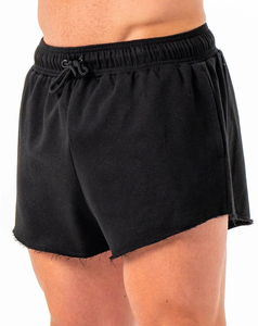 Pantalones Cortos Negros de Algodón de Alto Rendimiento para Hombre, Casuales, con Cordón en la Cintura, Color Sólido, Transpirables, Tejidos, de Tiro Medio, de Secado Rápido - Product Image 1