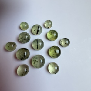 Pierre précieuse naturelle de préhnite verte de haute qualité, forme ronde, cabochon de 4 mm à 14 mm, pierres lâches polies à la main pour les créateurs de bijoux - Product Image 3