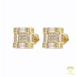 Boucles d'oreilles clous géométriques classiques en diamant de laboratoire, en argent sterling 925, design élégant de bijoux fins - Product Image 5