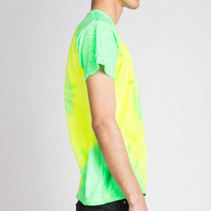 Camiseta de Manga Corta para Hombre, Cuello Redondo, Corte Regular, Algodón, Estilo Casual, Patrón Verde y Amarillo, Tejido de Punto - Product Image 3