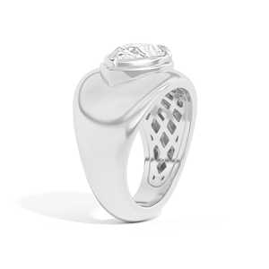 Bague Bombée 2 CT en Diamant de Laboratoire Poire, Or Massif 14K 18K, Large Bande Dôme, Double Sertissage à Lunette, Bague Bulle Tendance, Bijou pour Elle - Product Image 3