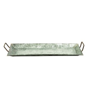 Wholesale Set of 2 Rustic Galvanized Metal <b>Nesting</b> Trays with Sturdy Handles Oval Ribbed Serving Platters for Farmhouse Kitchen - Product Image 3