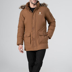 Chaqueta parka de invierno para hombre con capucha, ribete de piel, forro térmico, múltiples bolsillos y diseño resistente al viento para clima frío. - Product Image 4