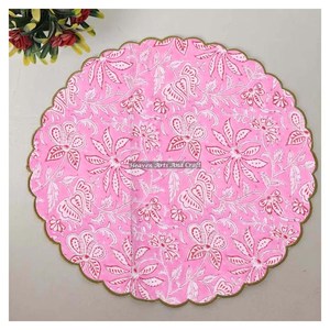 Handmade Printed Modern <b>Round</b> <b>Table</b> Napkin 100% Cotton Unique Design for Airplane, Hotels and Home Use EN020 - Product Image 1