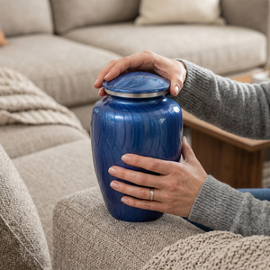 Handcrafted Blue Cremation Urn For Adults Ashes Secure Thread Lid Export Quality Funeral Memorial Decorative Burial Red Urns Jar - Product Image 6