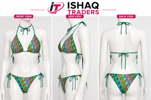 Women Plus Size Geometric Print Halter <b>Bikini</b> <b>Set</b> Tie Side <b>String</b> Swimwear Stretch Spandex Polyester Breathable Two Piece - Product Image 6
