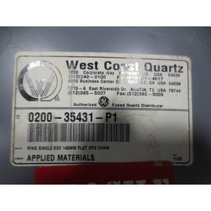 AMAT 0200-35431-P1 WEST COAST QUARZ, RING SINGLE - Equipo y piezas de semiconductores de confianza de Trusted Global Legacy - Product Image 1