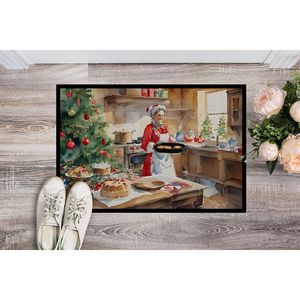 พรมเช็ดเท้าลายซานตาคลอสและคุณนายคลอสในปีใหม่พรมประตูคุกกี้กันลื่นในร่มกลางแจ้งขนาด18ชม. X 27W พรมปูพื้นทางเข้าแบบซักได้ - Product Image 2