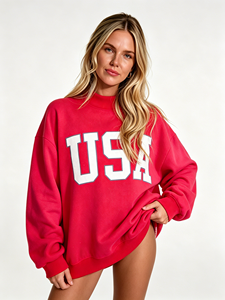 Sudadera de cuello alto personalizada para mujer, con logotipo bordado, estampado, de algodón grueso, forro polar, estilo oversize. - Product Image 3
