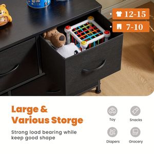 Tour de rangement en tissu à 5 tiroirs, commode de chambre, design élégant avec bacs pour une organisation efficace - Product Image 3