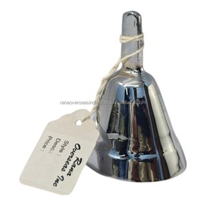 Campana de Mano de Latón Hecha a Mano de Alta Gama con Acabado Plateado, Campana de Metal de Lujo para Decoración Espiritual del Hogar Sofisticado - Product Image 3