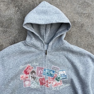 Sudadera con capucha y cremallera completa, estilo vintage personalizado con estampado gráfico, de peso pesado, oversize, unisex, estilo urbano, OEM ODM - Product Image 2