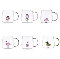 Tasses en verre borosilicate écologiques créatives avec poignée, design de fleurs de rose 3D, style européen, capacité de 400 ml, hauteur de 9 cm, personnalisables