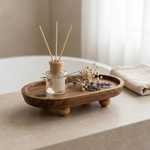 Bandeja de Exhibición de Madera Natural Sólida, Bandeja Decorativa de Madera para Joyería, Perfumes, Cosméticos y Decoración del Hogar - Product Image 6